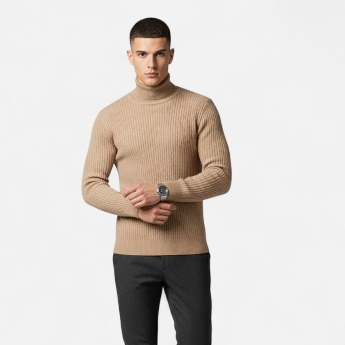 Men's Quiet Luxury High-Lapel Knit Pullover Top