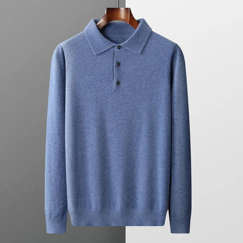 Men's Buttoned Collar Soft Knit Sweater Polo