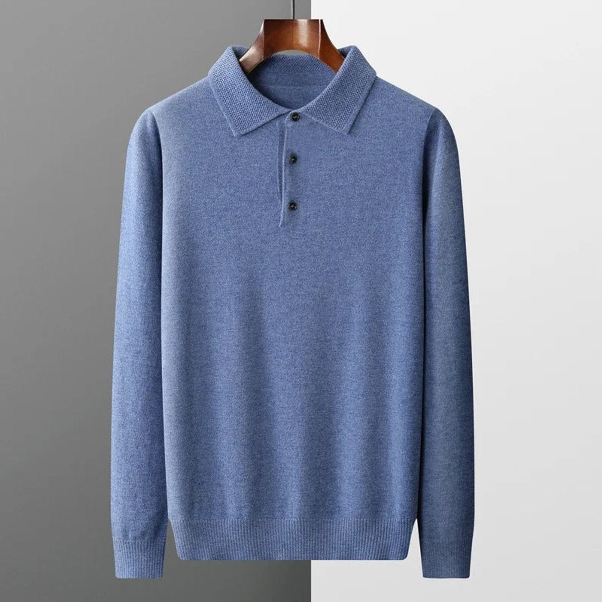 Men's Buttoned Collar Soft Knit Sweater Polo