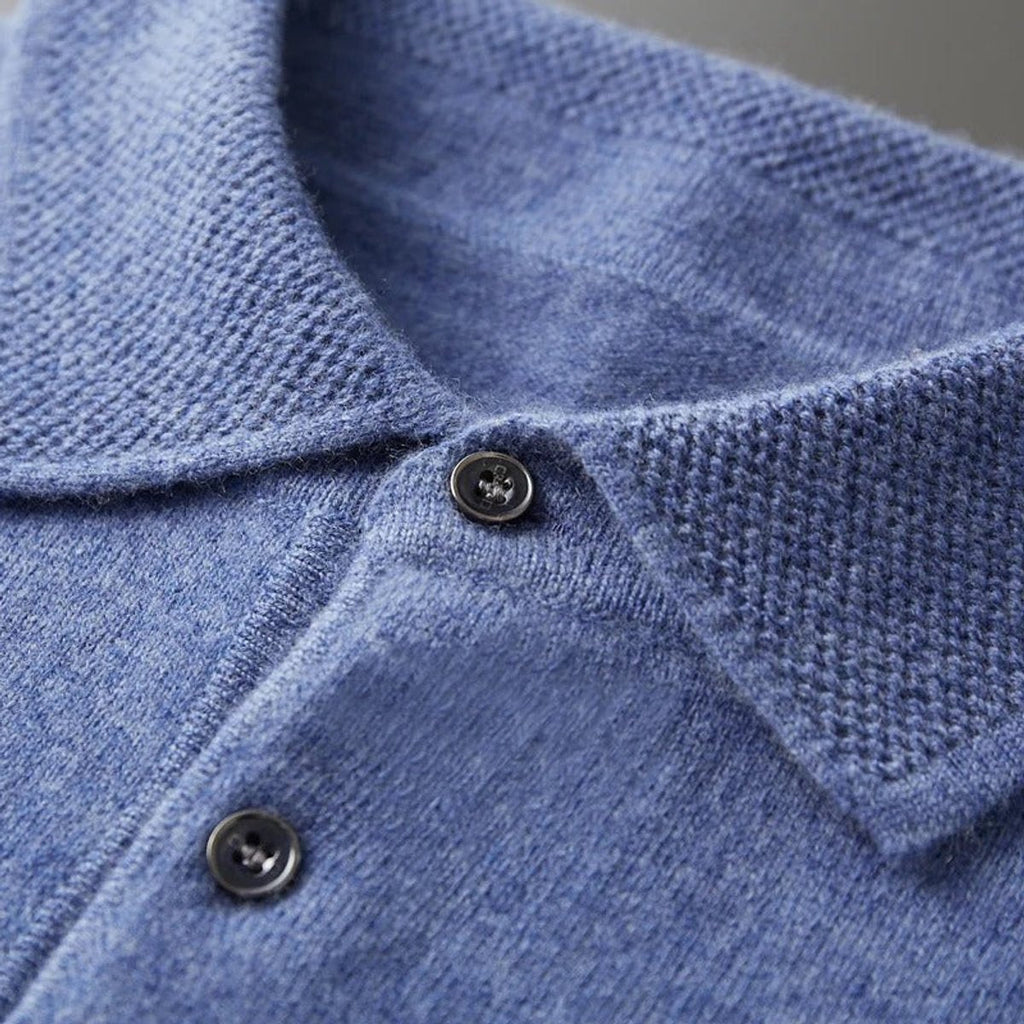 Men's Buttoned Collar Soft Knit Sweater Polo
