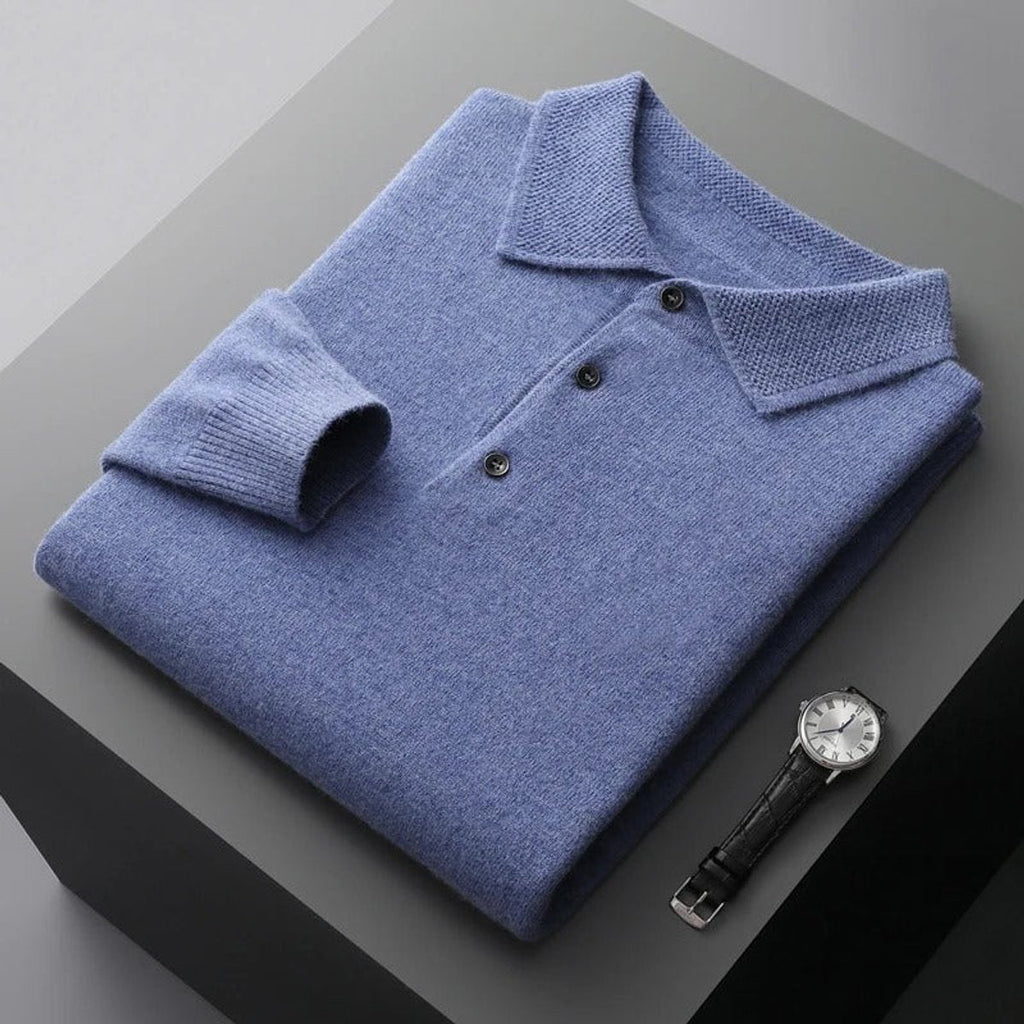 Men's Buttoned Collar Soft Knit Sweater Polo