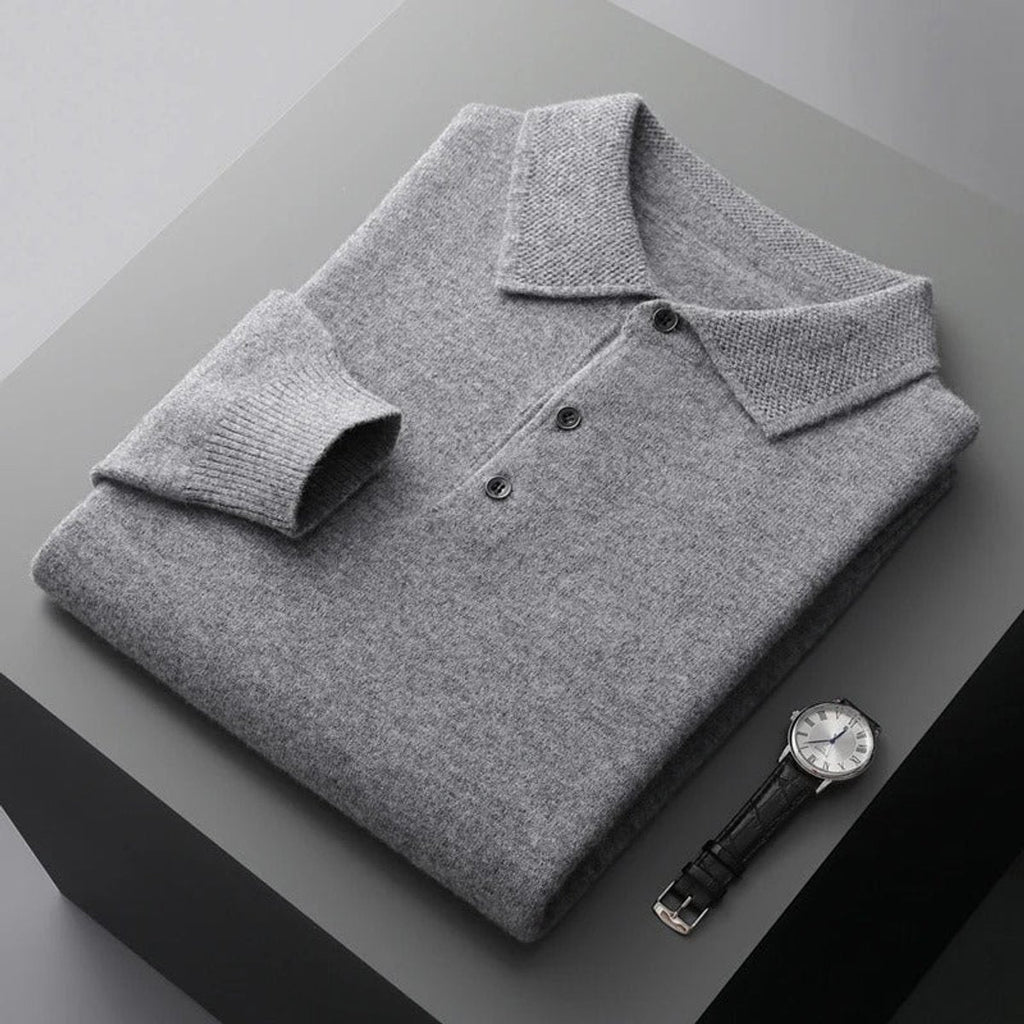 Men's Buttoned Collar Soft Knit Sweater Polo