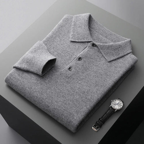 Men's Buttoned Collar Soft Knit Sweater Polo