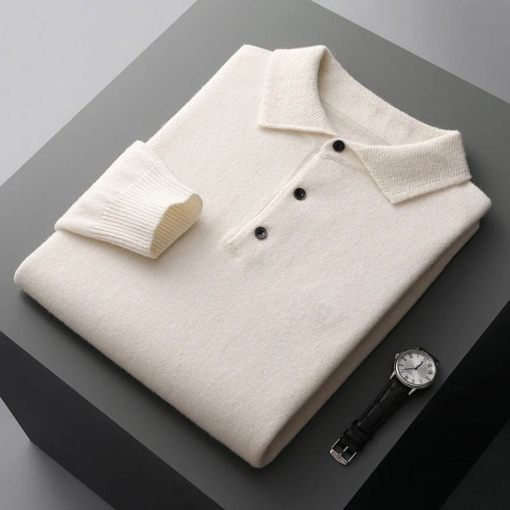 Men's Buttoned Collar Soft Knit Sweater Polo