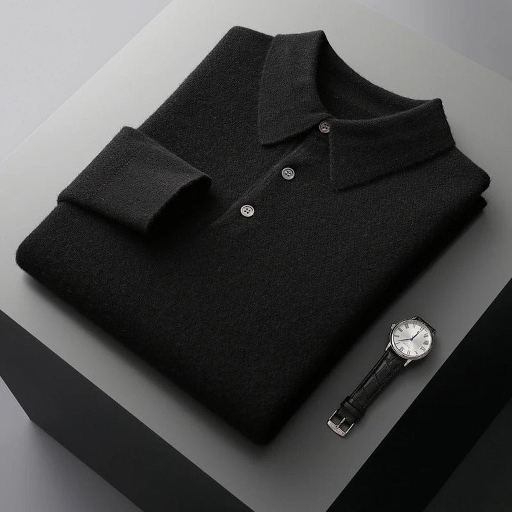 Men's Buttoned Collar Soft Knit Sweater Polo