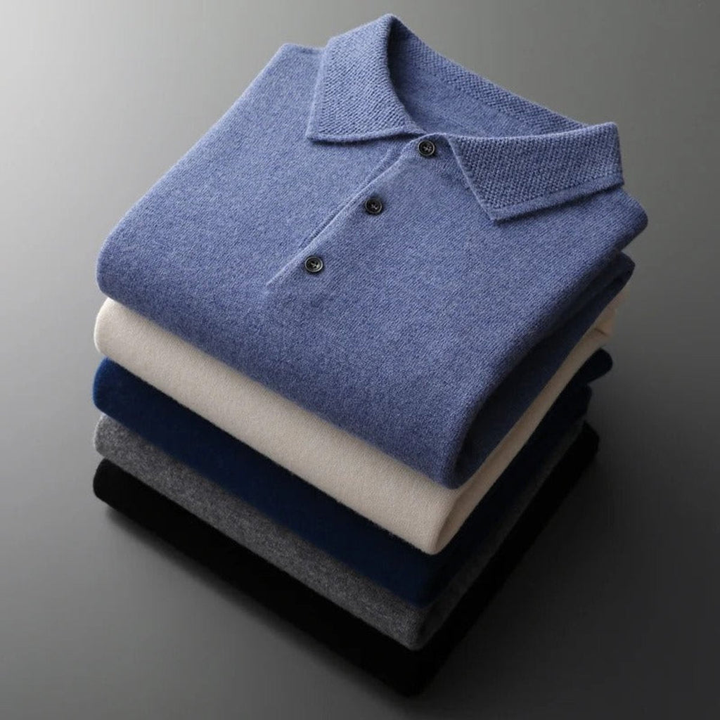 Men's Buttoned Collar Soft Knit Sweater Polo