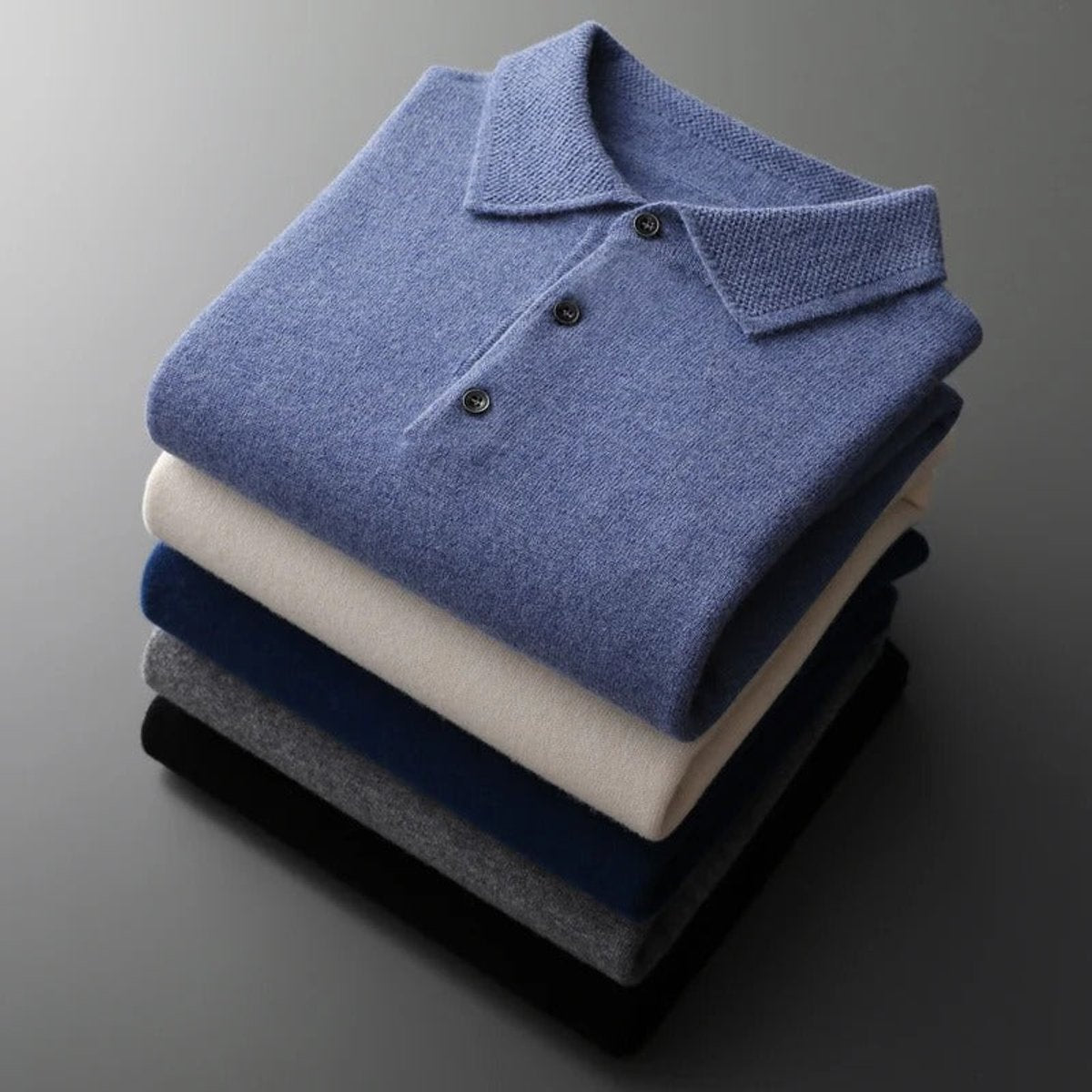 Men's Buttoned Collar Soft Knit Sweater Polo
