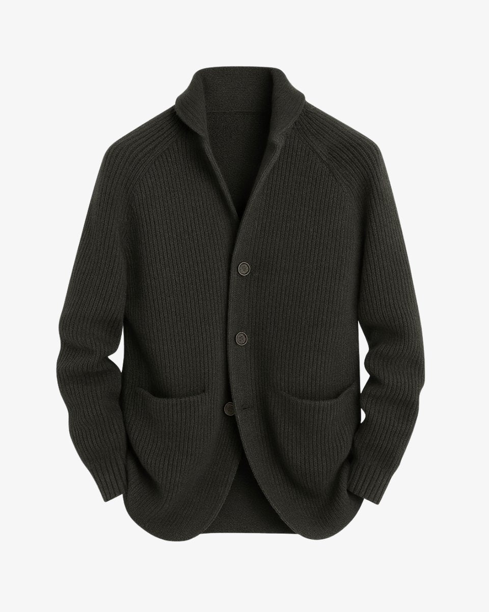 Men's Sharp Silhouette Ribbed Knit Buttoned Cardigan