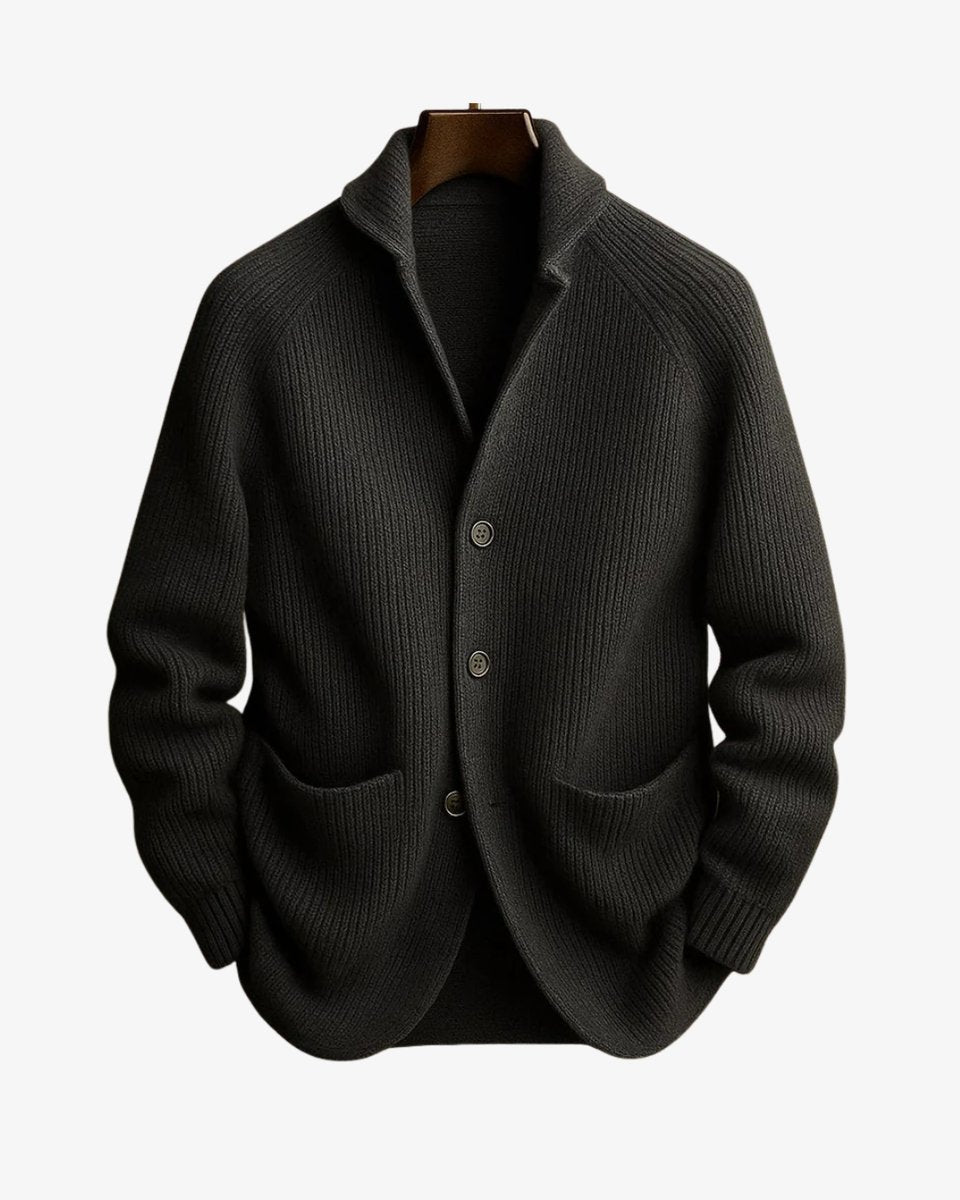 Men's Sharp Silhouette Ribbed Knit Buttoned Cardigan