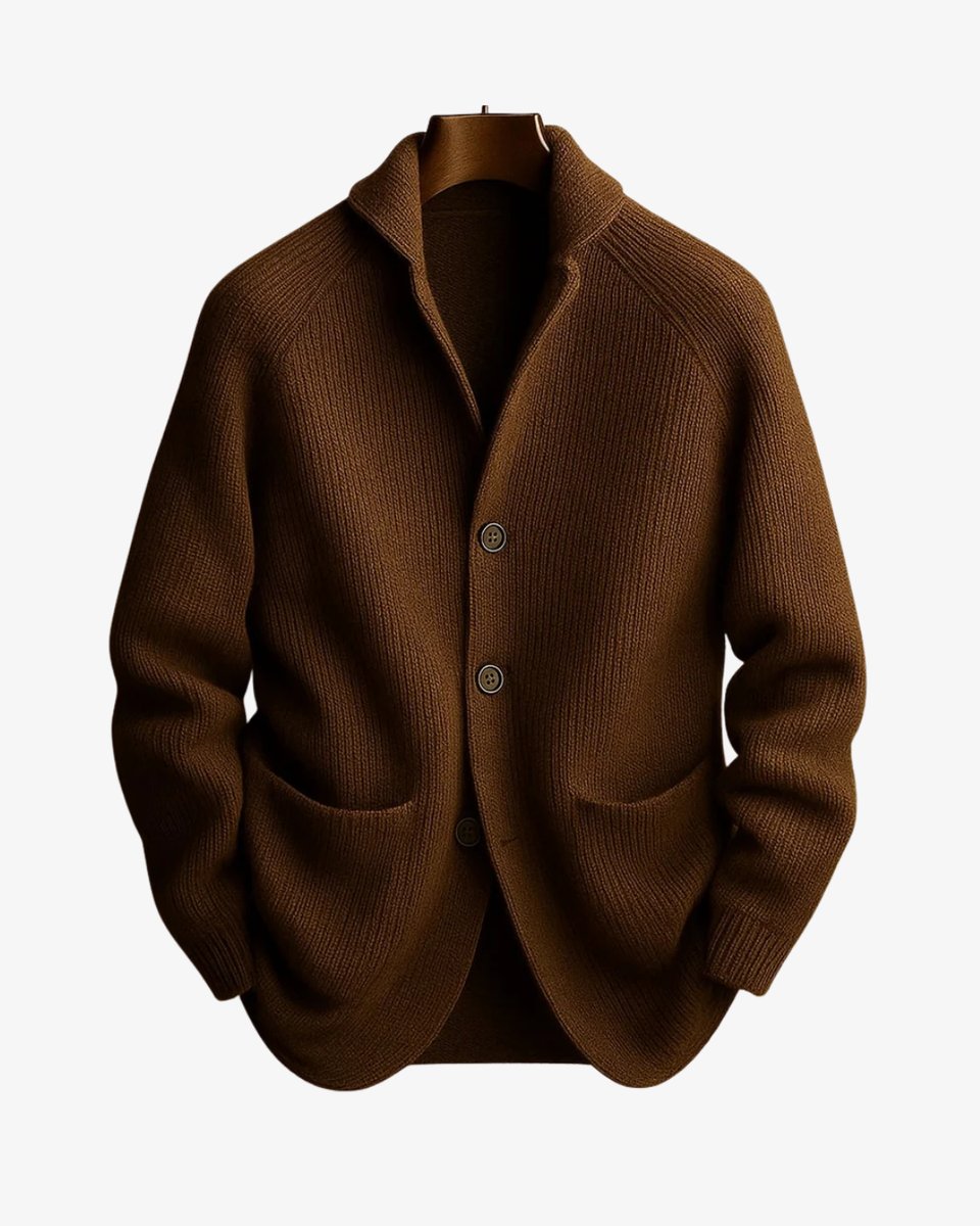 Men's Sharp Silhouette Ribbed Knit Buttoned Cardigan