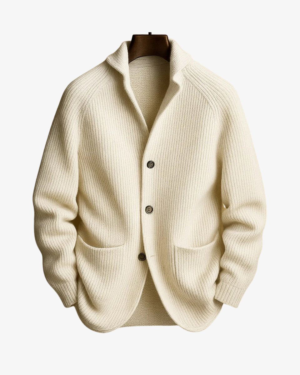 Men's Sharp Silhouette Ribbed Knit Buttoned Cardigan