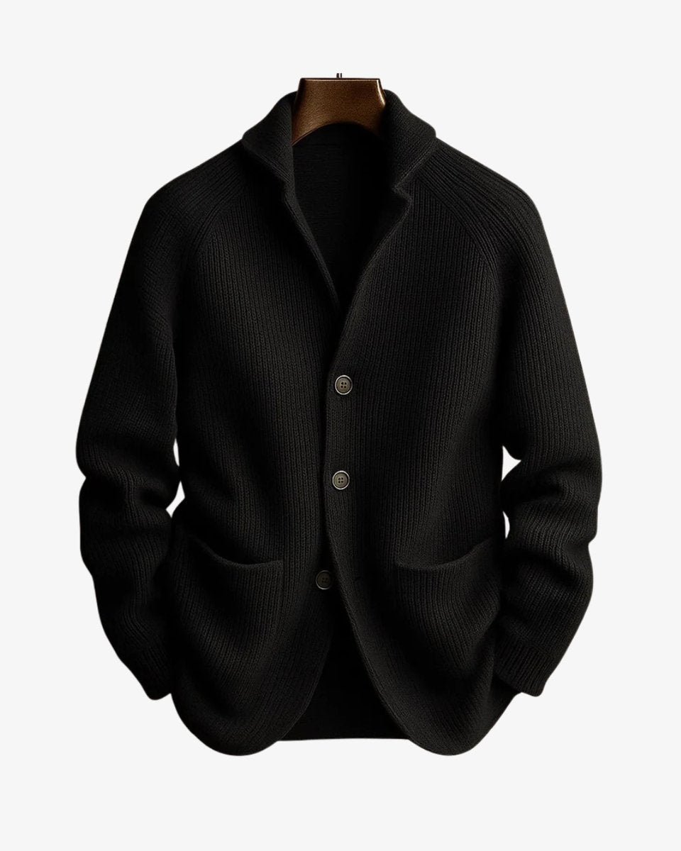 Men's Sharp Silhouette Ribbed Knit Buttoned Cardigan