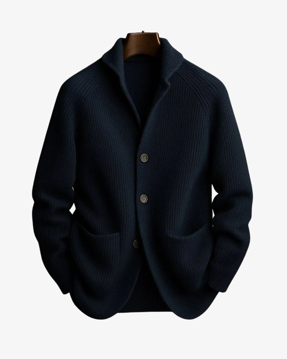 Men's Sharp Silhouette Ribbed Knit Buttoned Cardigan