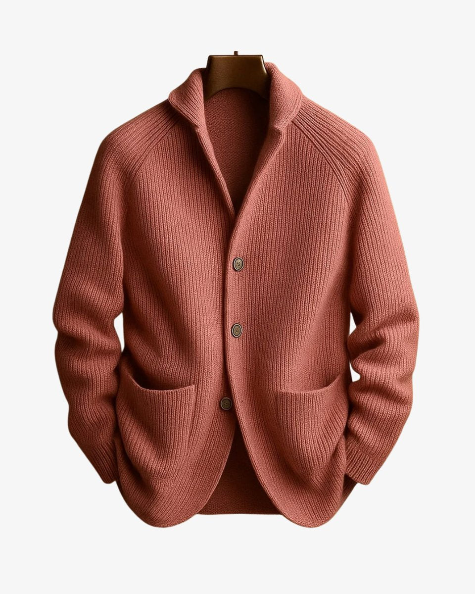 Men's Sharp Silhouette Ribbed Knit Buttoned Cardigan