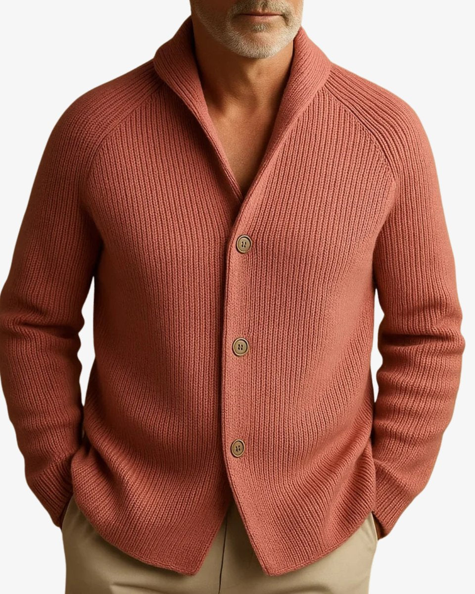 Men's Sharp Silhouette Ribbed Knit Buttoned Cardigan