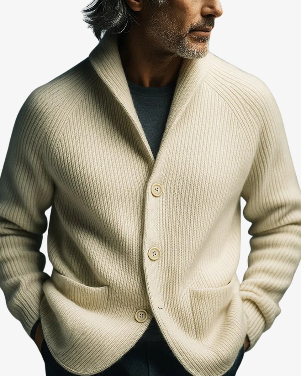 Men's Sharp Silhouette Ribbed Knit Buttoned Cardigan
