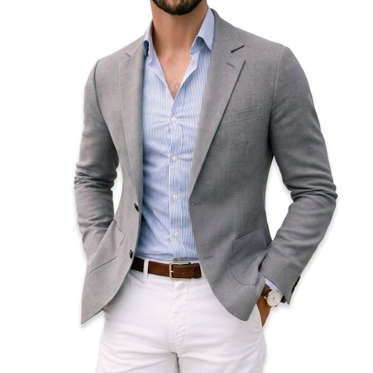 Men's Soft Knit Blazer with Notch Lapel