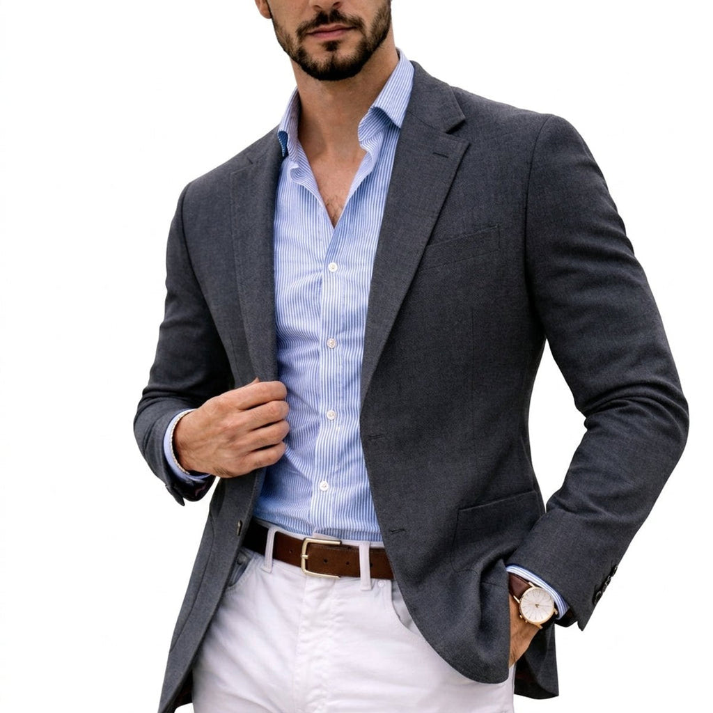 Men's Soft Knit Blazer with Notch Lapel