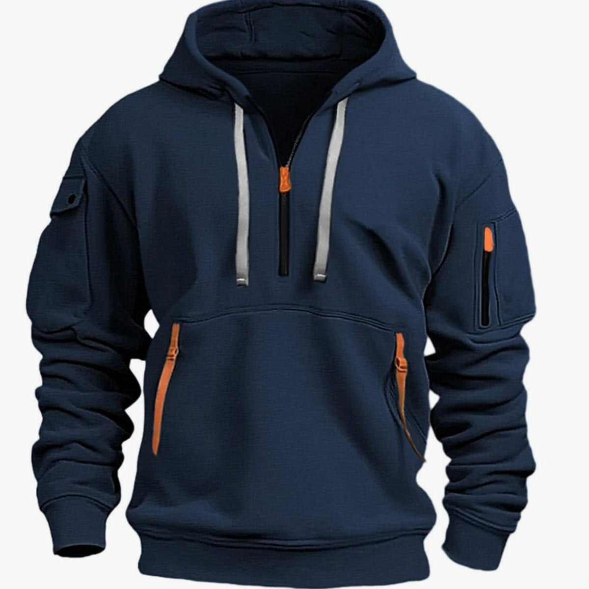 Men's Hiking Travel Kangaroo Zip Pocket Hooded Pullover