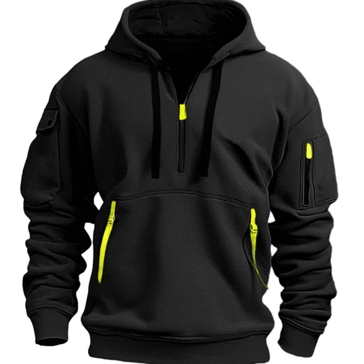 Men's Hiking Travel Kangaroo Zip Pocket Hooded Pullover