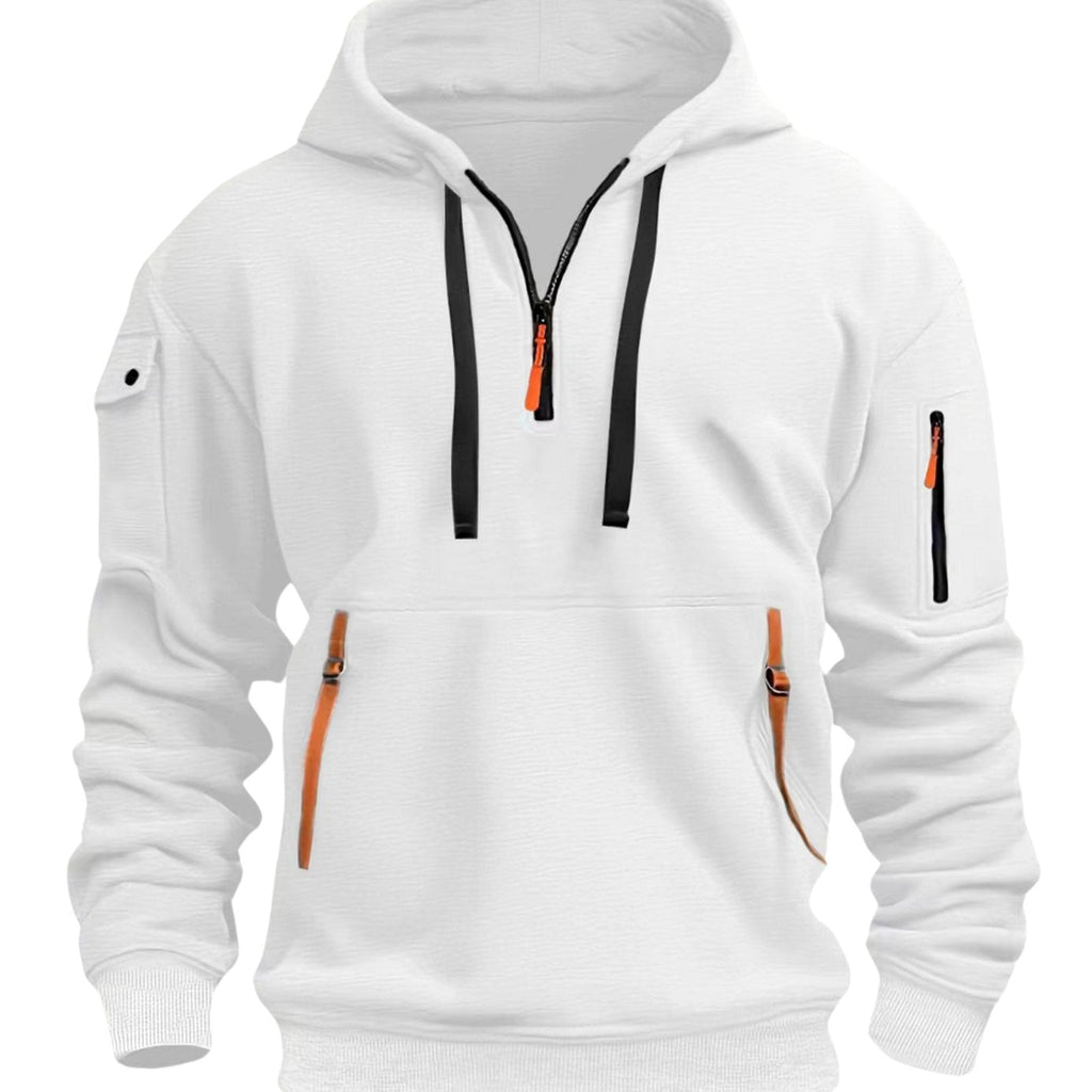 Men's Hiking Travel Kangaroo Zip Pocket Hooded Pullover