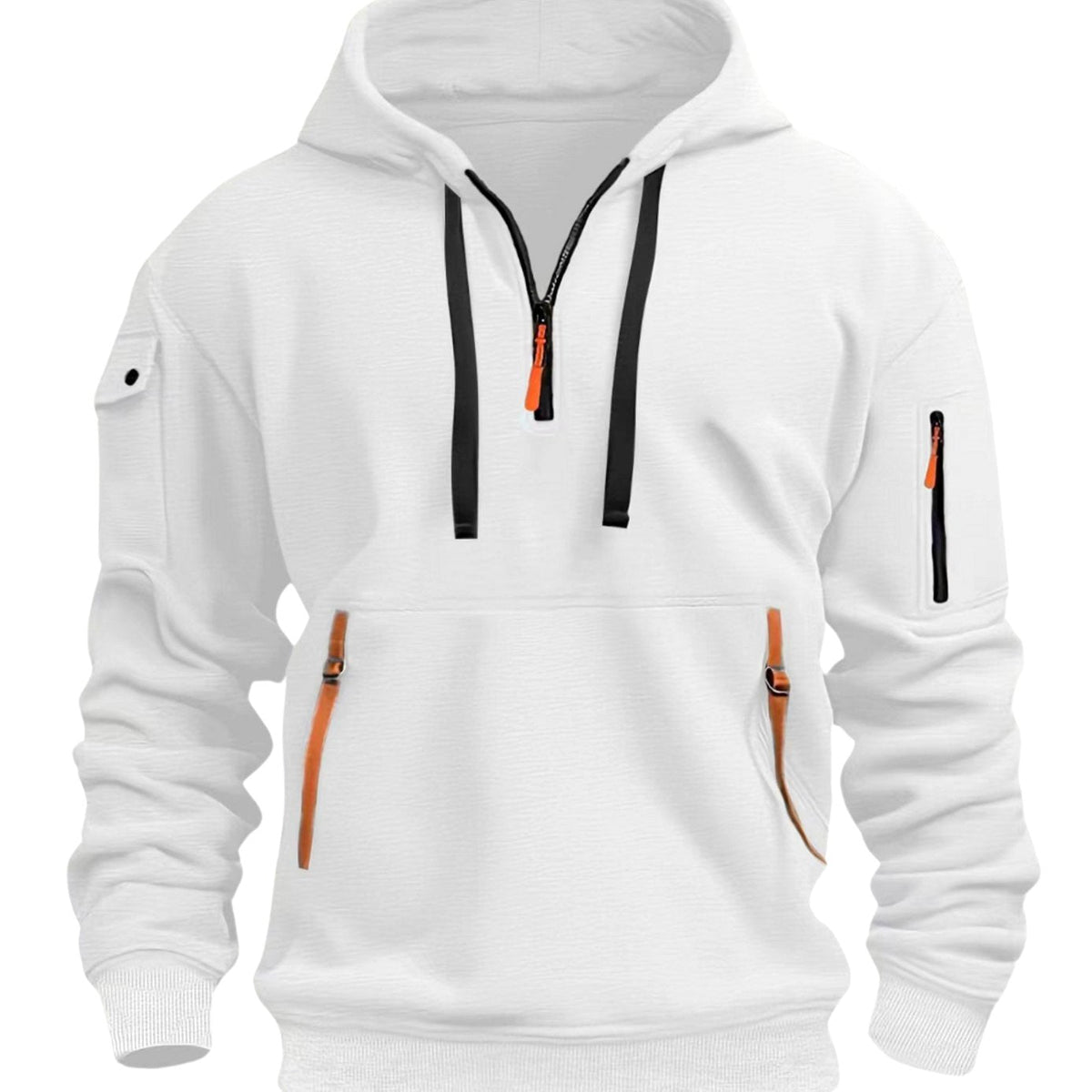 Men's Hiking Travel Kangaroo Zip Pocket Hooded Pullover