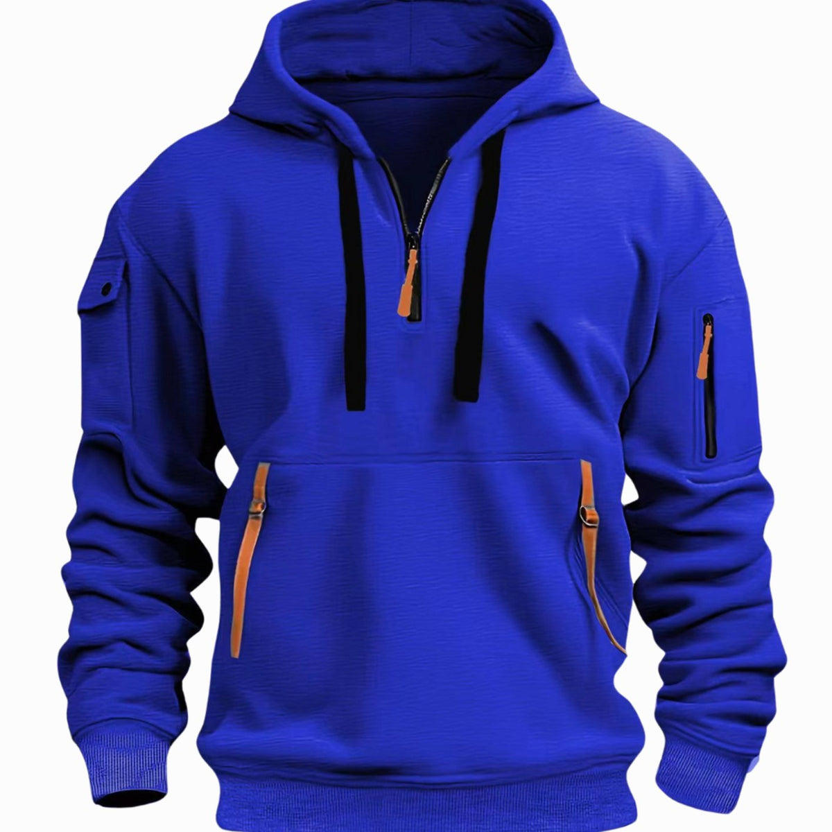 Men's Hiking Travel Kangaroo Zip Pocket Hooded Pullover