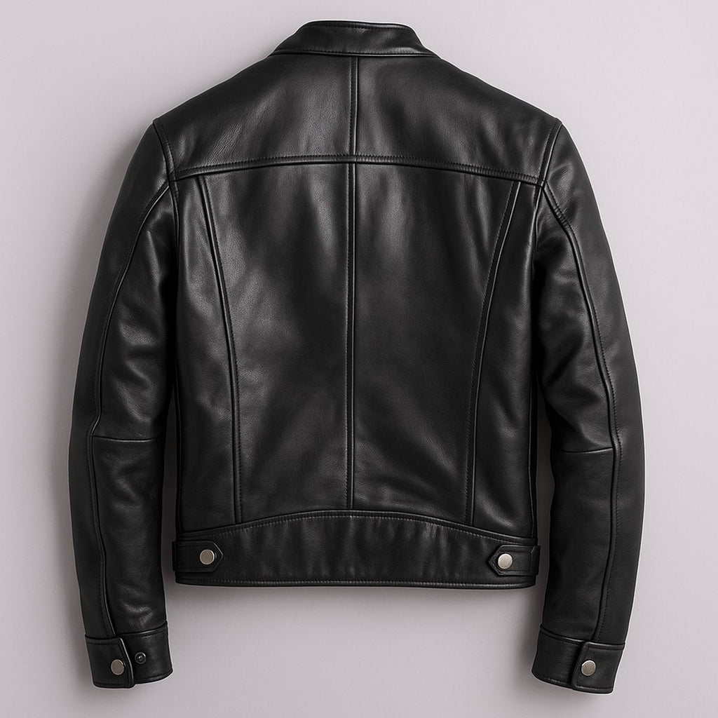 Men's Retro Zip-Front Leather Biker Jacket