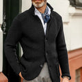 Men's Structured Waffle Stitch Buttoned Layering Cardigan
