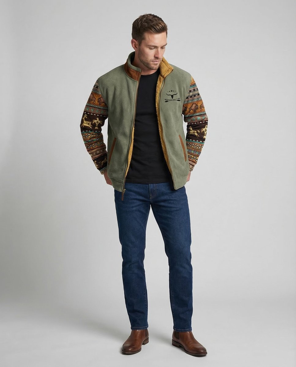 Men's Full-Zip Rugged Bomber with Sherpa Collar