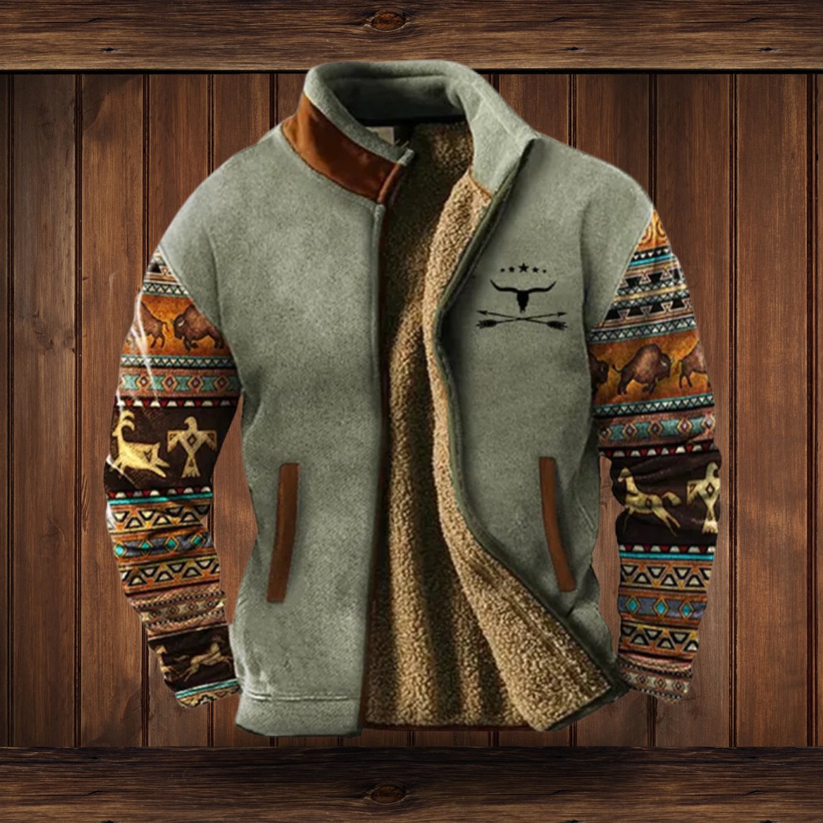 Men's Full-Zip Rugged Bomber with Sherpa Collar