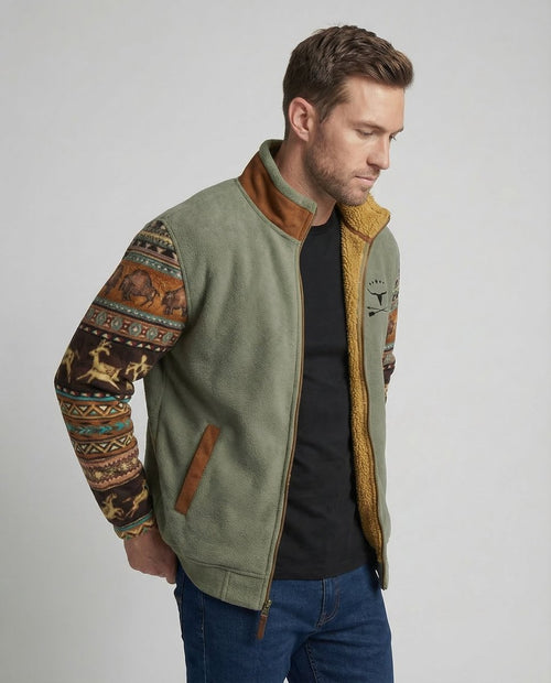 Men's Full-Zip Rugged Bomber with Sherpa Collar