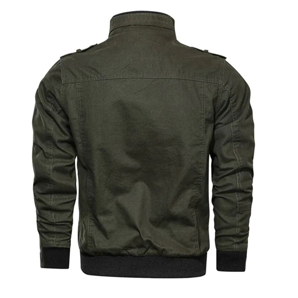 Men's Casual Winter Zip-Front Bomber with Functional Pockets