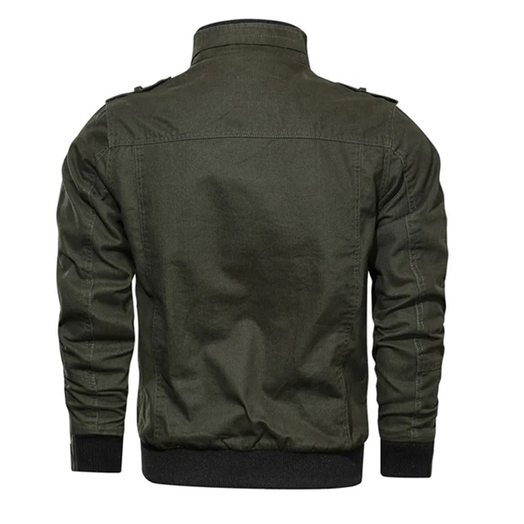 Men's Casual Winter Zip-Front Bomber with Functional Pockets