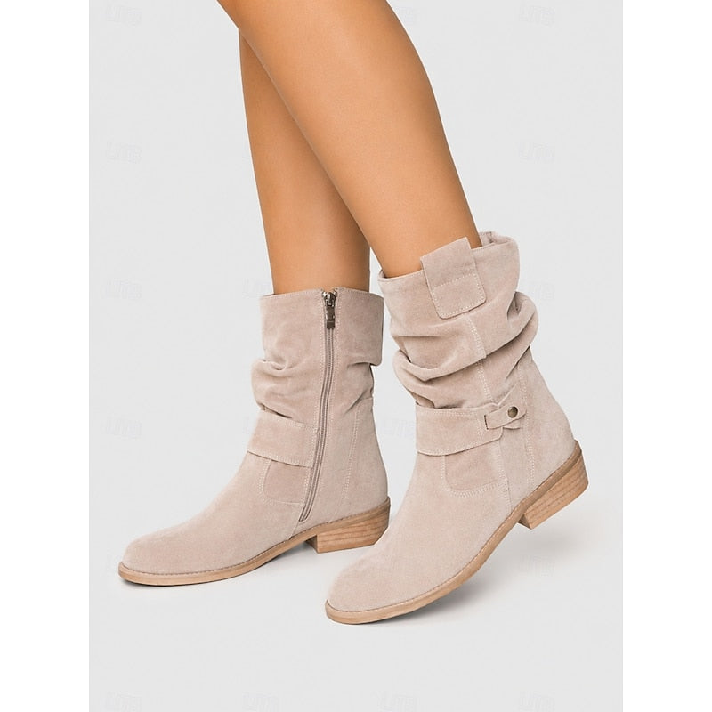 Women's Gentle Block Heel Relaxed Shaft Short Boots