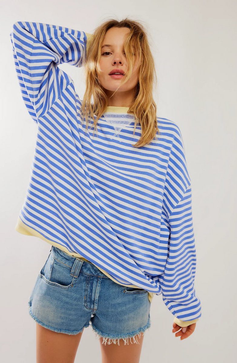 Women's Roomy Striped Relaxed Weekend Sweater