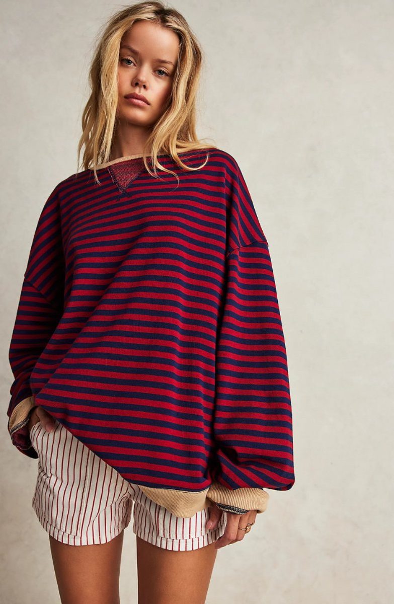 Women's Roomy Striped Relaxed Weekend Sweater