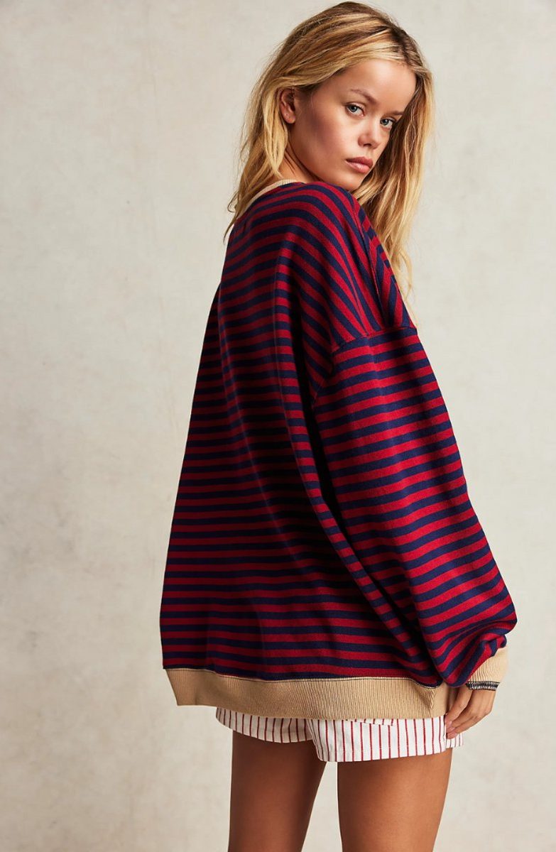 Women's Roomy Striped Relaxed Weekend Sweater