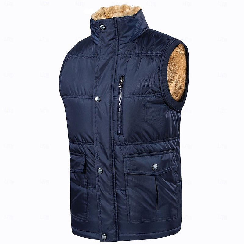 Men's Sleeveless Puffer Gilet Lined in Sherpa