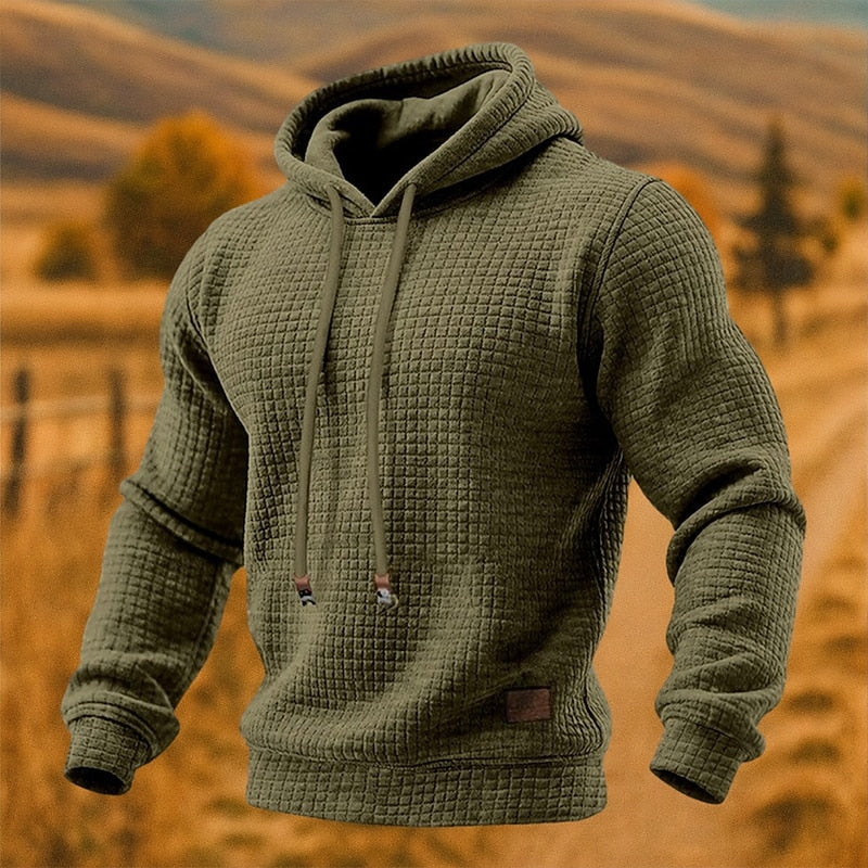 Men's Soft Textured Waffle Hoodie Sweatshirt