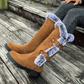 Women's Warm Suede-Look Knee-High Boots with Plush Cuff