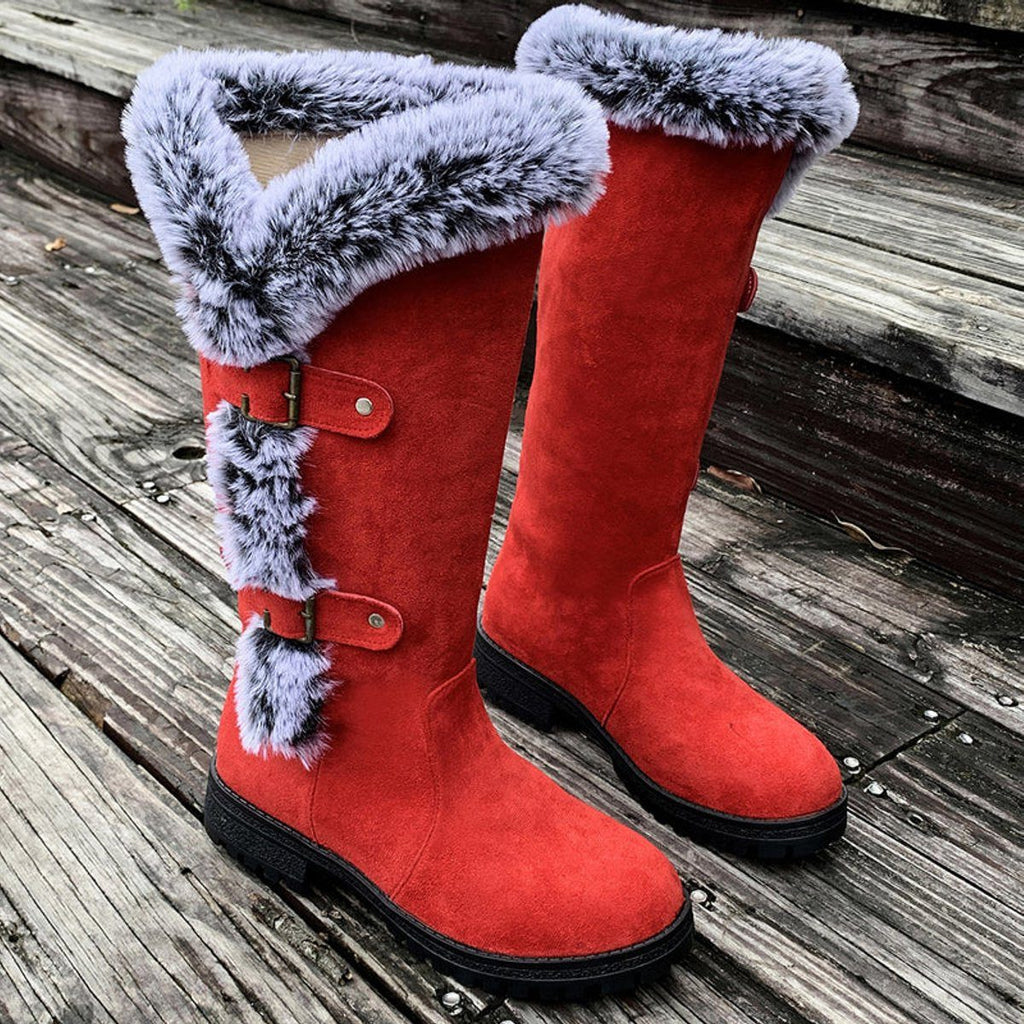 Women's Warm Suede-Look Knee-High Boots with Plush Cuff