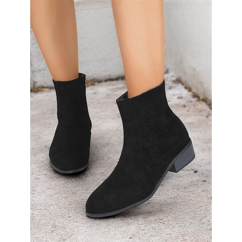 Women's Tailored Ankle Booties with Low Block Heel