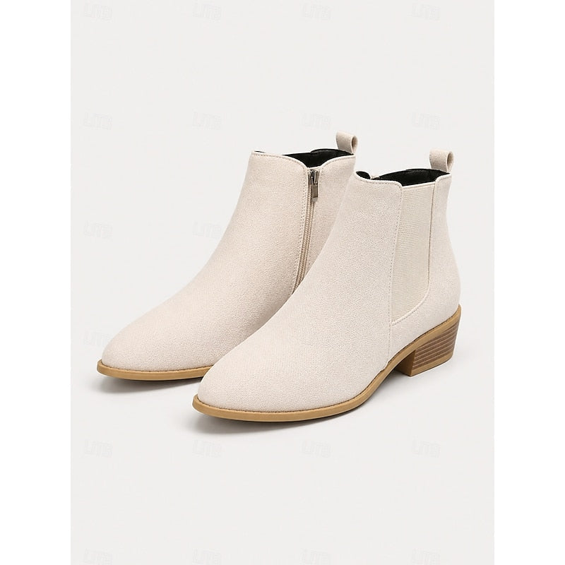 Women's Low Block Heel Graceful Pointed Short Boots