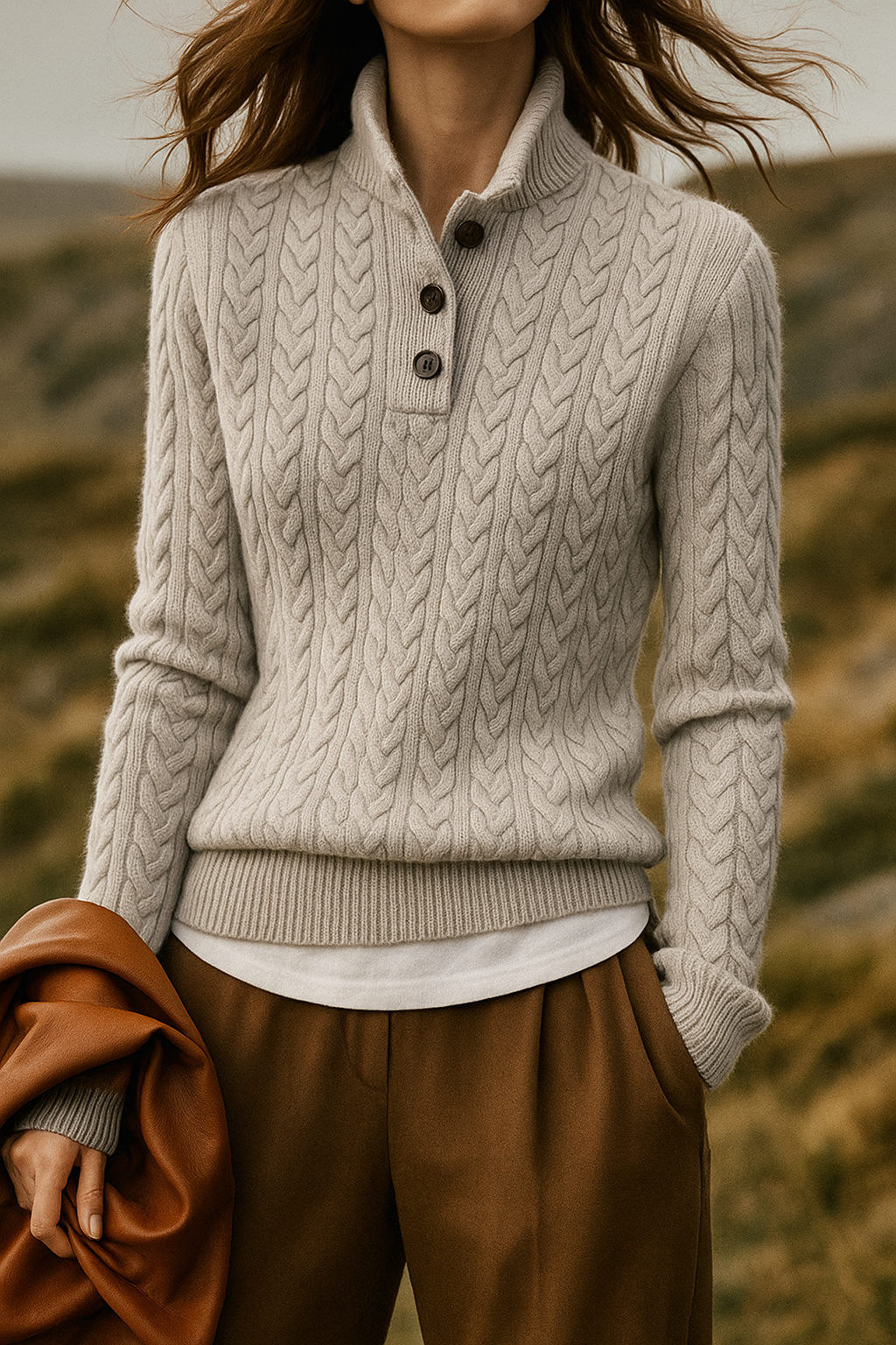 Women's Buttoned Cable-Knit Textured Sweater Cardigan