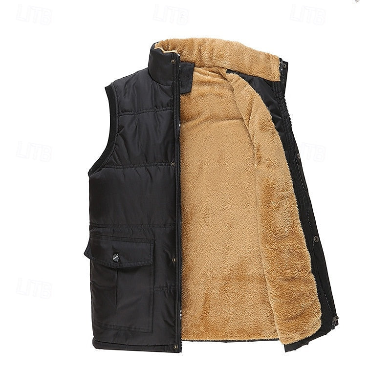 Men's Sleeveless Puffer Gilet Lined in Sherpa