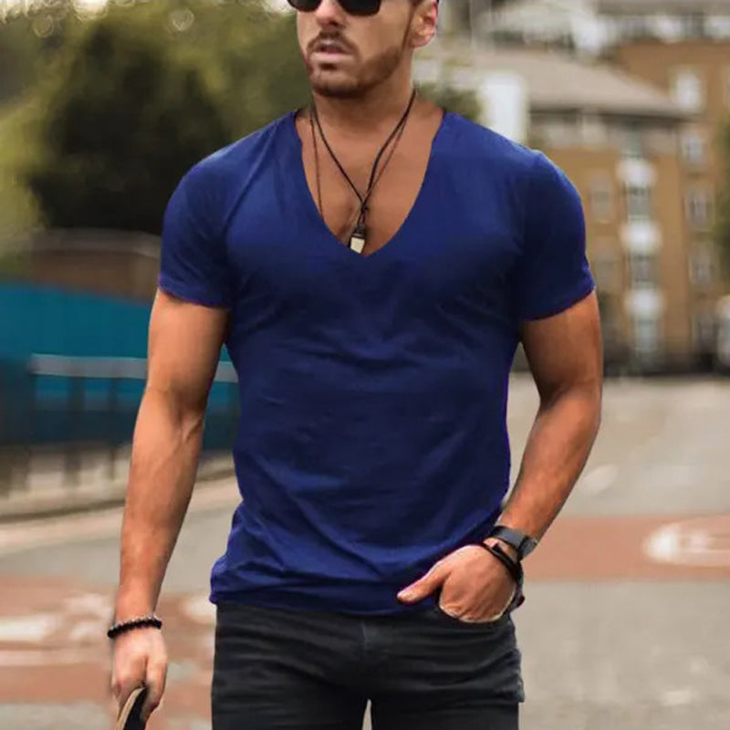 Men's Summer City Slim V-Neck Essential T-Shirt