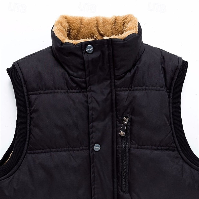 Men's Sleeveless Puffer Gilet Lined in Sherpa