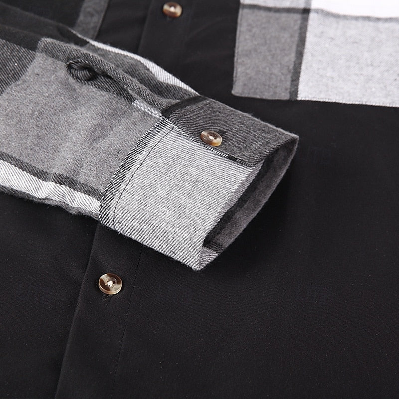 Men's Contrast-Paneled Button-Front Shirt Coat