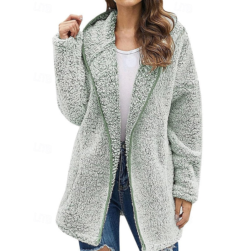 Women's Cozy Zip-Front Jacket with Plush Hood